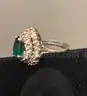 Silver Ring with Green &#x26; White Stone