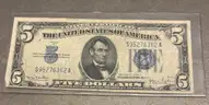 1934 D Silver Certificate Five Dollar in Holder $5
