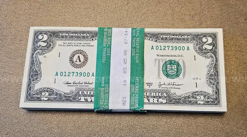 Bundle of 2 Dollar Bills from 2003 A