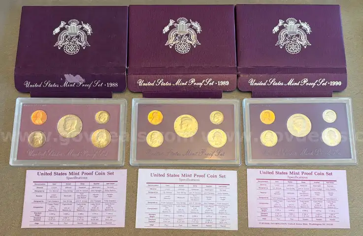 Lot of 3 Proof Coin Sets