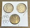1943 Steel Wheat Penny Trio P, D, S Coin