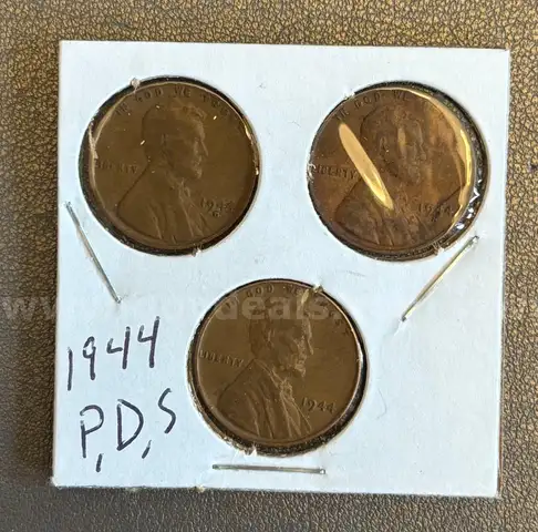 1944 Wheat Penny Trio P, D, S Coin