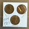 1944 Wheat Penny Trio P, D, S Coin