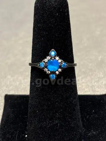 Silver Ring with Blue &#x26; White Stone