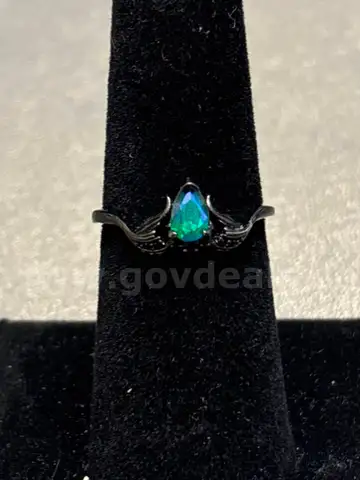 Silver Ring with Blue, Pink, &#x26; Green Reflective Stone