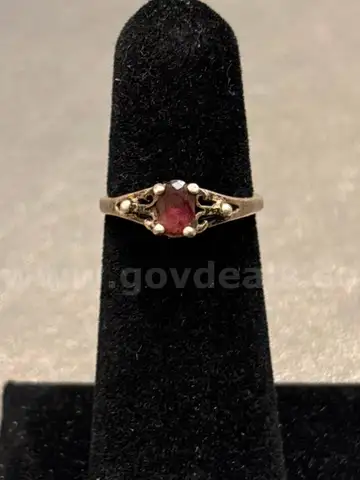 Silver Ring with Purplish Red Stone