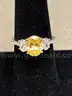 Silver Ring with Yellow &#x26; White Stones