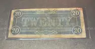 1864 Confederate Civil War Twenty Dollar Bill in Holder $20