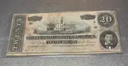 1864 Confederate Civil War Twenty Dollar Bill in Holder $20