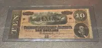 1864 Confederate Civil War Ten Dollar Bill in Holder $10