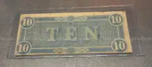 1864 Confederate Civil War Ten Dollar Bill in Holder $10