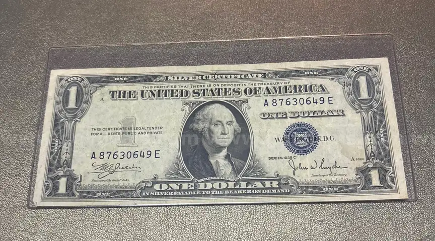 1935C - Silver Certificate Dollar Bill in Holder