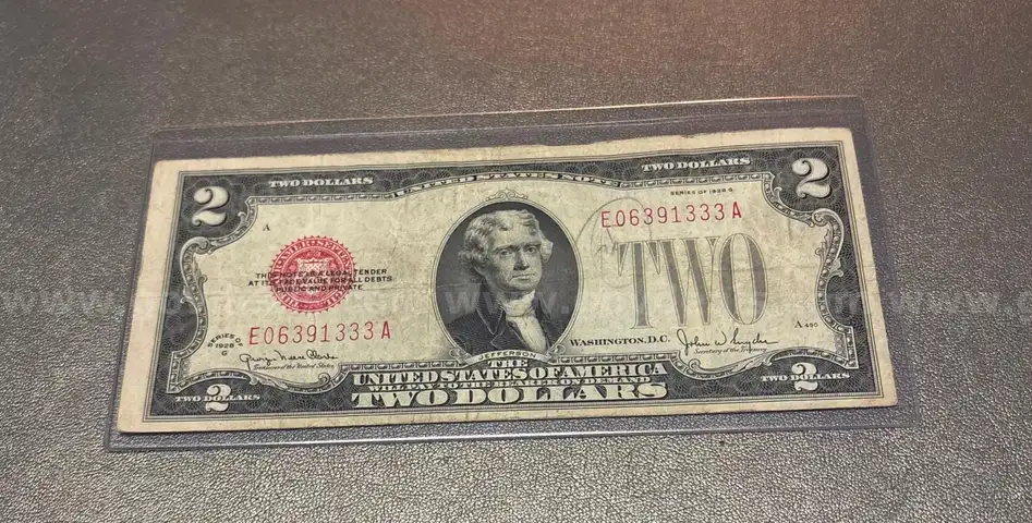 1928G -  2 Dollar Bill in Holder
