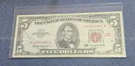 Red Note 1963 Five Dollar Bill in Holder