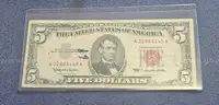 Red Note 1963 Five Dollar Bill in Holder