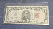 Red Note 1963 Five Dollar Bill in Holder