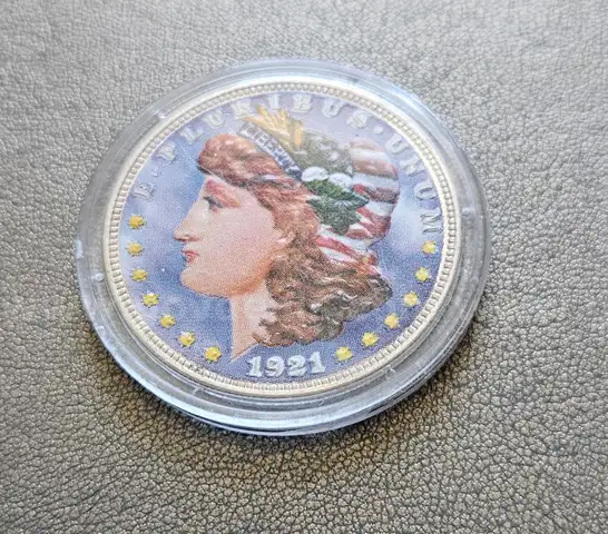 Silver 1921 Colored Morgan Silver Dollar Coin