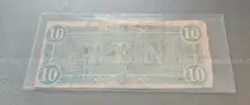 1864 Confederate Civil War Ten Dollar Bill in Holder $10