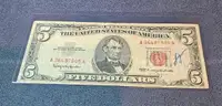 Red Note 1963 Five Dollar Bill in Holder