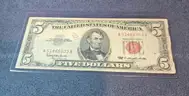 Red Note 1963 Five Dollar Bill in Holder