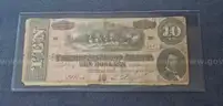 1864 Confederate Civil War Ten Dollar Bill in Holder $10
