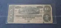 1864 Confederate Civil War Ten Dollar Bill in Holder $10