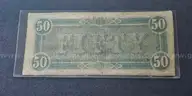 1864 Confederate Civil War Fifty Dollar Bill in Holder $50