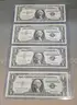 Lot of 4 Sequential Silver Certificate Dollar Bill in Holder