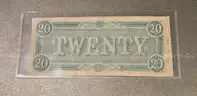 1864 Confederate Civil War Twenty Dollar Bill in Holder $20
