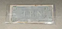 1864 Confederate Civil War Ten Dollar Bill in Holder $10