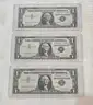 Lot of 3 Sequential Silver Certificate Dollar Bill in Holder
