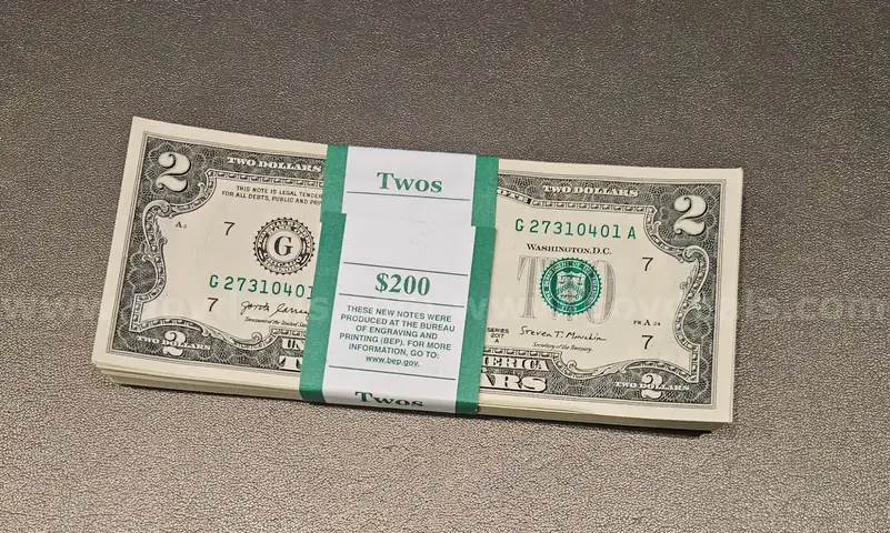 Bundle of 2 Dollar Bills from 2017 A