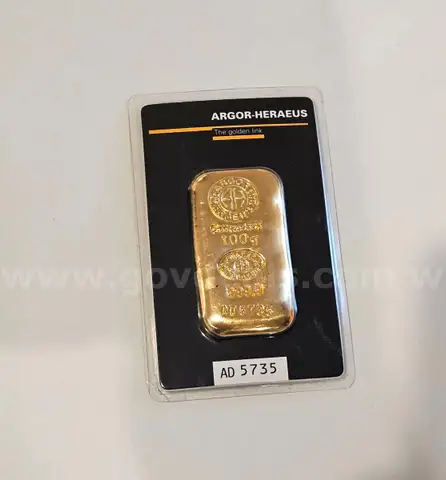 Argor Heraeus 100 G Gold Bar