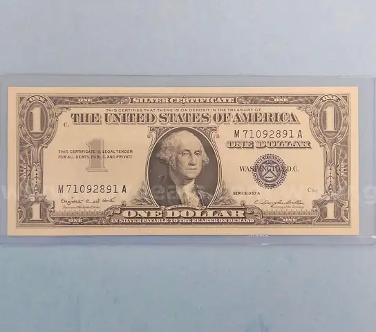 1957 A- Silver Certificate Dollar Bill in Holder