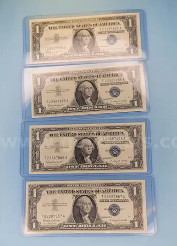 1957 B Set of 4 Sequential Silver Certificates