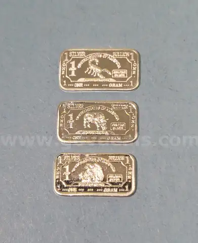 Set of 3 - Scorpion, Rhino & Eagle Gram Silver Bars