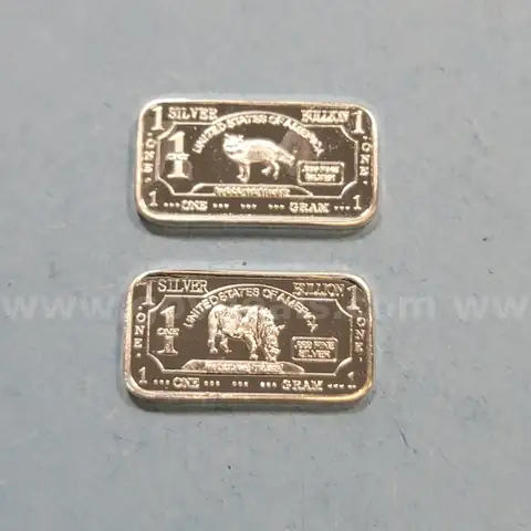 Set of 2 Silver Bars - Fox & Rhino