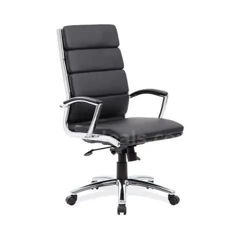Lot of (8) New OfficeSource Executive High Back Black Chairs with Chrome Frame