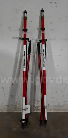 Lot of (2) Chicago Steel Tape Adjustable Prism Pole Tripod- 4.9 ft to 8.2 ft