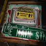 Lot of Traffic and Warning Signs