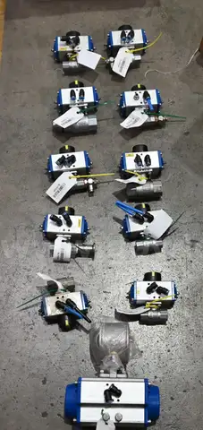 Lot of Various Unbranded Pneumatic Actuators w/ Ball Valve