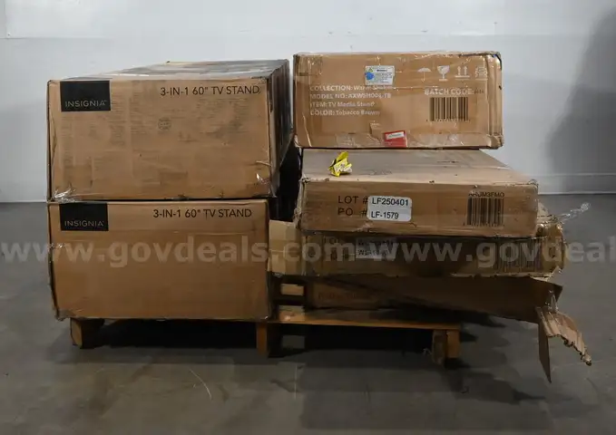 Lot of Various TV Stands in Factory Packaging