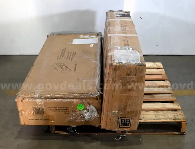 Lot of (1) NEW Insignia 58" Tv Stand w/ Gaming Nook and (1) NEW Foster Crystal TV Cabinet w/ Electric Fireplace