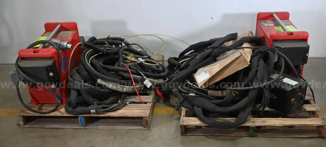 Lot of (2) Fronius A-4600 TransPuls Synergic 5000 MV MIG Welding Machine w/ Wire Feeder