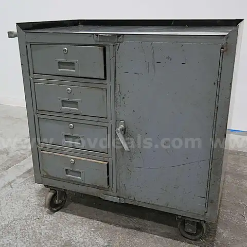 Metal Rolling Work Station with Four Drawers