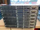 A single lot of seven Cisco 2811 V07 Integrated Services Routers