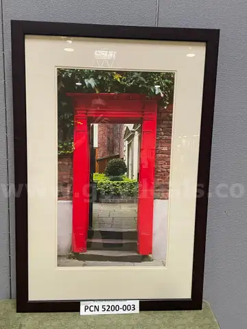 Picture Frame, Office, Red Door Frame, Wood Frame