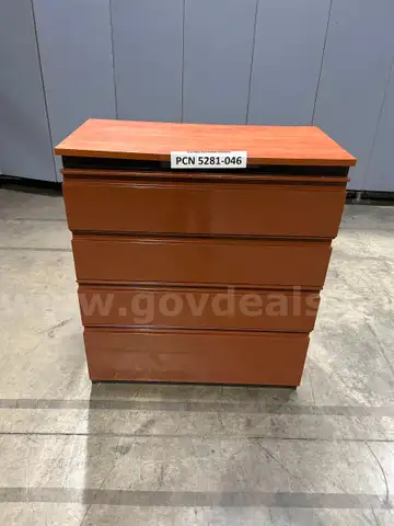 Cabinet, Filing, 4 Drawer, Lateral, Wood Top, Metal