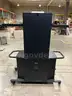 Rolling Cart, Display,1 Door, Glass, Wood-Top, Metal