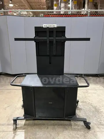 Rolling Cart, Display,1 Door, Glass, Wood-Top, Metal